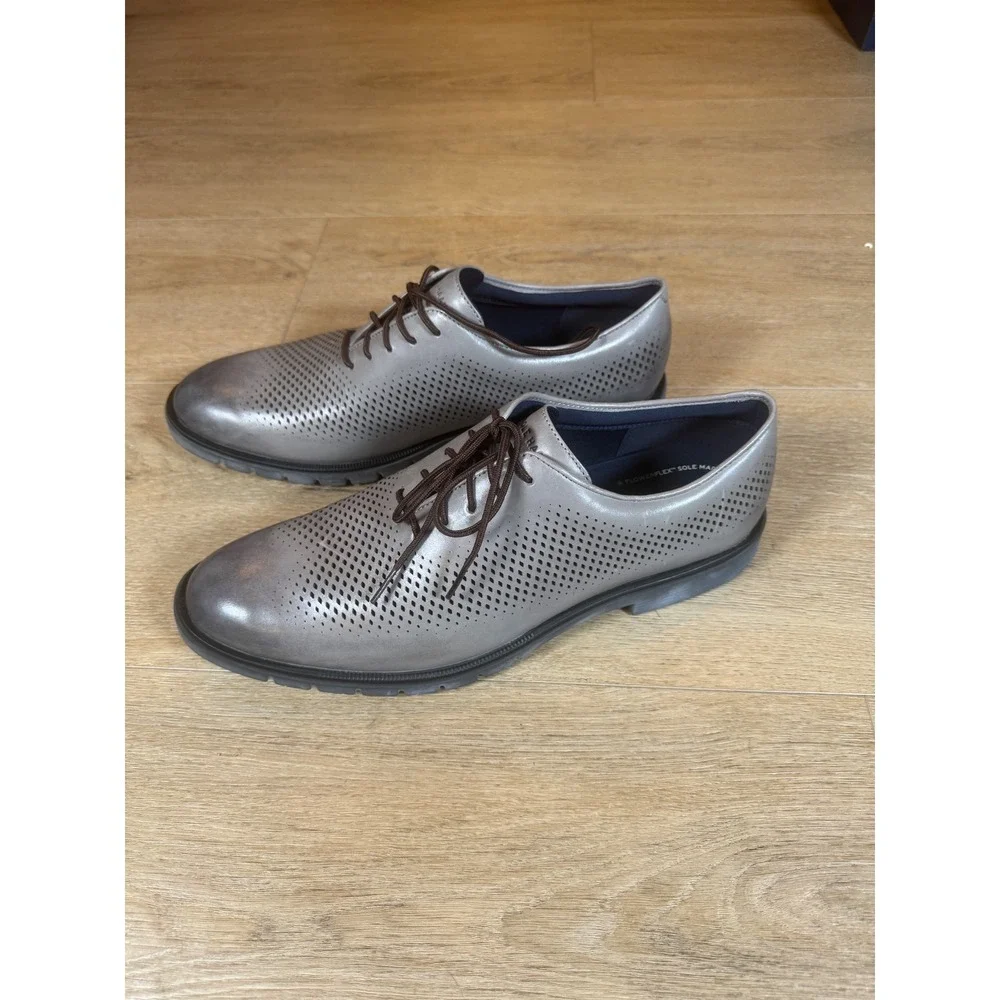 Cole Haan Mens Grandflex DRS LSR Ironstone Gray Leather Oxfords C40332 Size 13